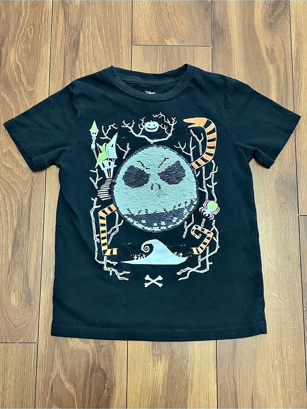 Nightmare Before Christmas Unisex Kids Reversible Sequin T-Shirt Size Small